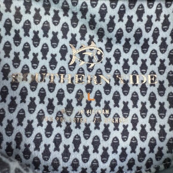 Southern Tide Polo Shirt Men’s XL Blue Fish Print Performance Stretch Golf - Picture 6 of 9